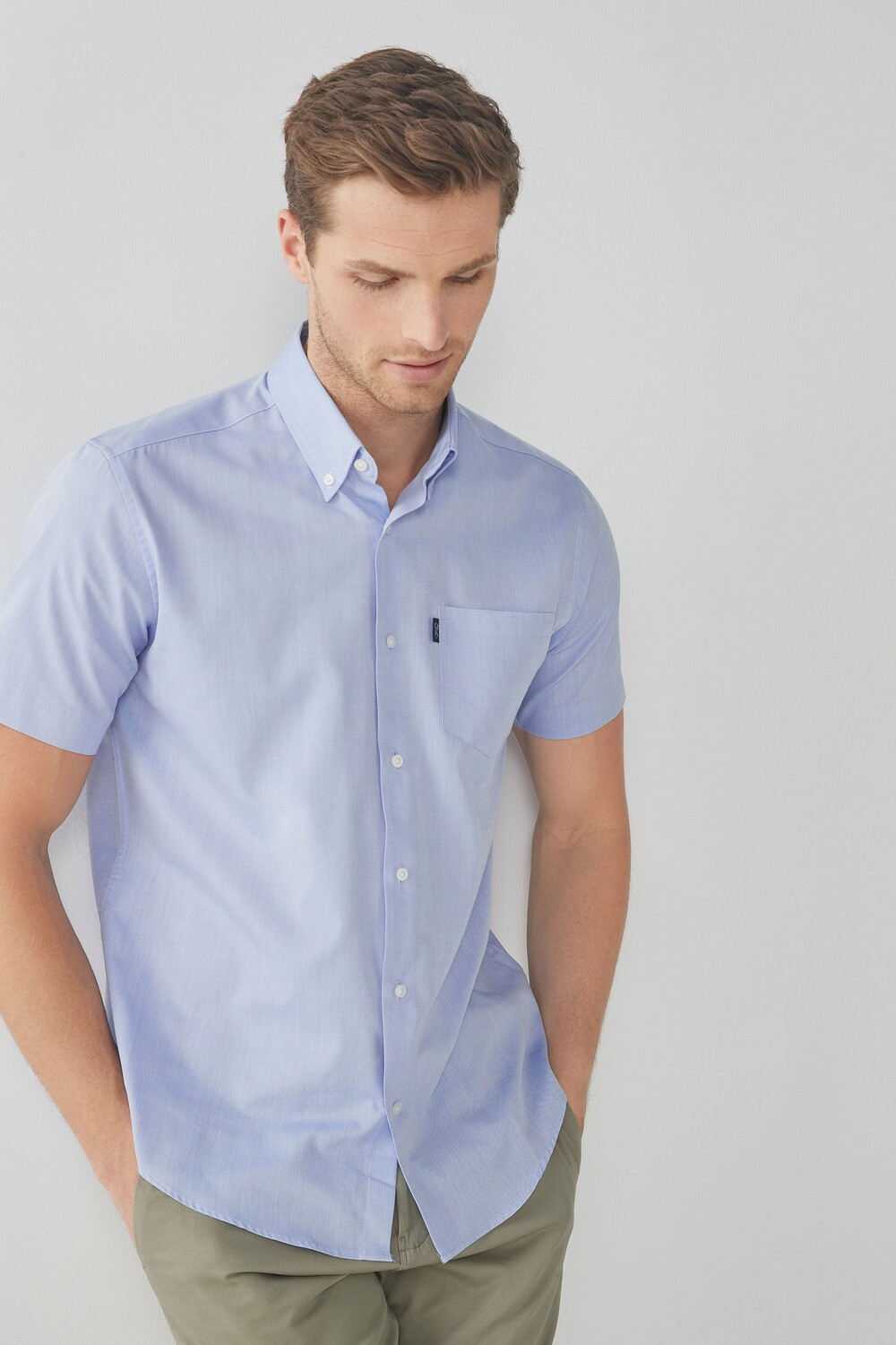 

Рубашка Oxford Easy Iron на пуговицах Next, синий