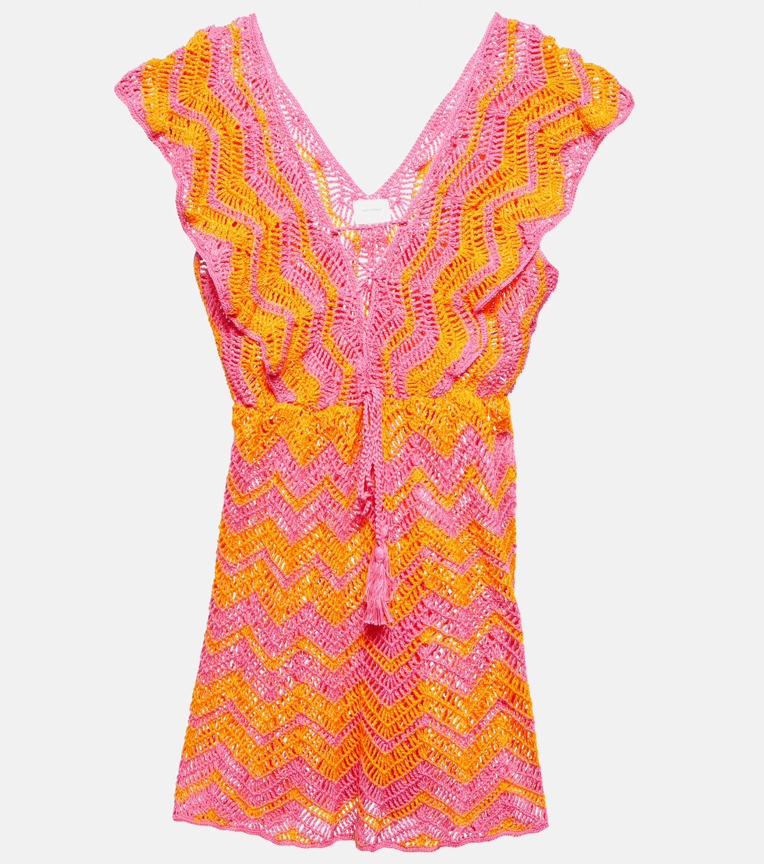 цена Хлопковое мини-платье Melissa крючком ANNA KOSTUROVA, разноцветный