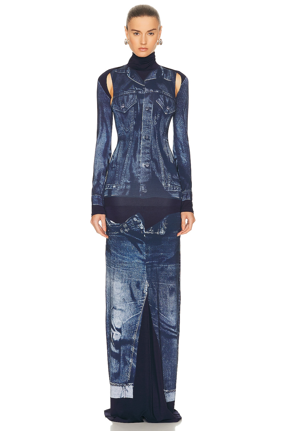 Платье Jean Paul Gaultier Flag Label High Neck Long Sleeve, цвет Navy & Blue