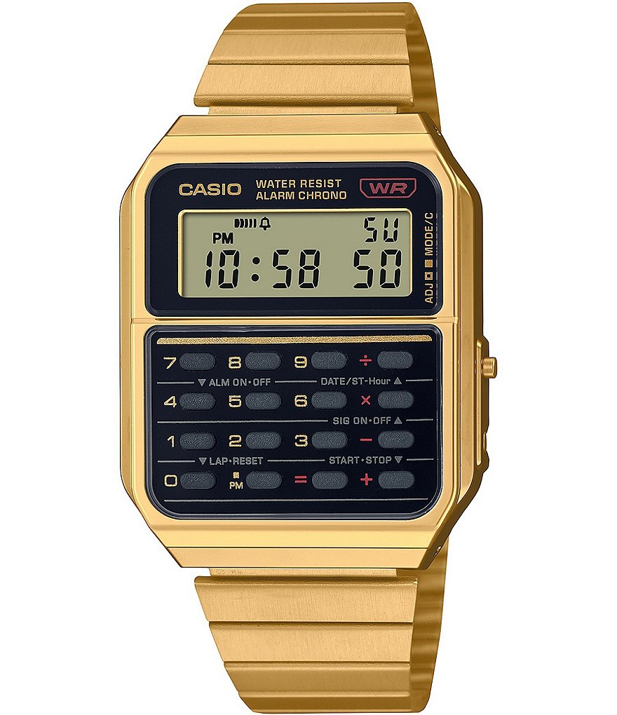 цена Мужские часы G-Shock с цифровым золотистым браслетом из нержавеющей стали, золотой