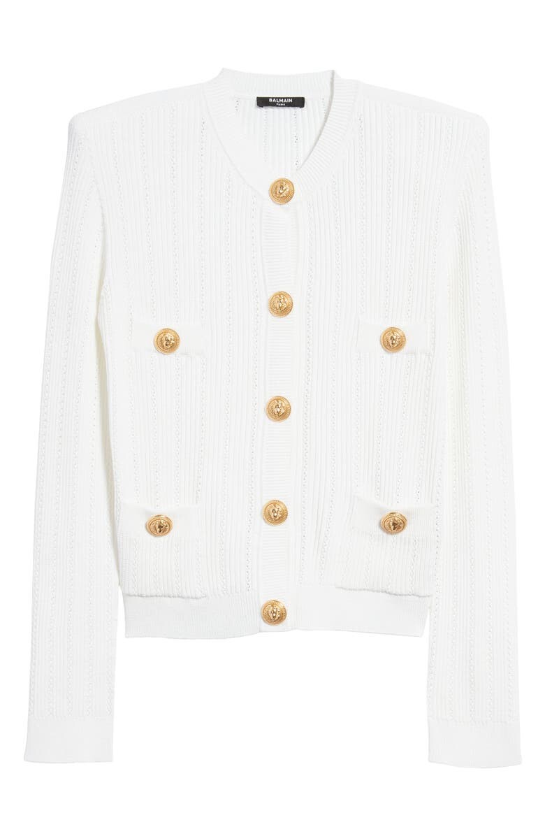 

Кардиган в рубчик с пуантелями BALMAIN, белый