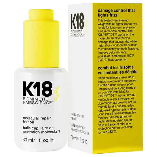 масло бустер для молекулярного восстановления волос k18 molecular repair hair oil 30 мл Регенерирующее масло для поврежденных волос, 30 мл K18, Molecular Hair Oil