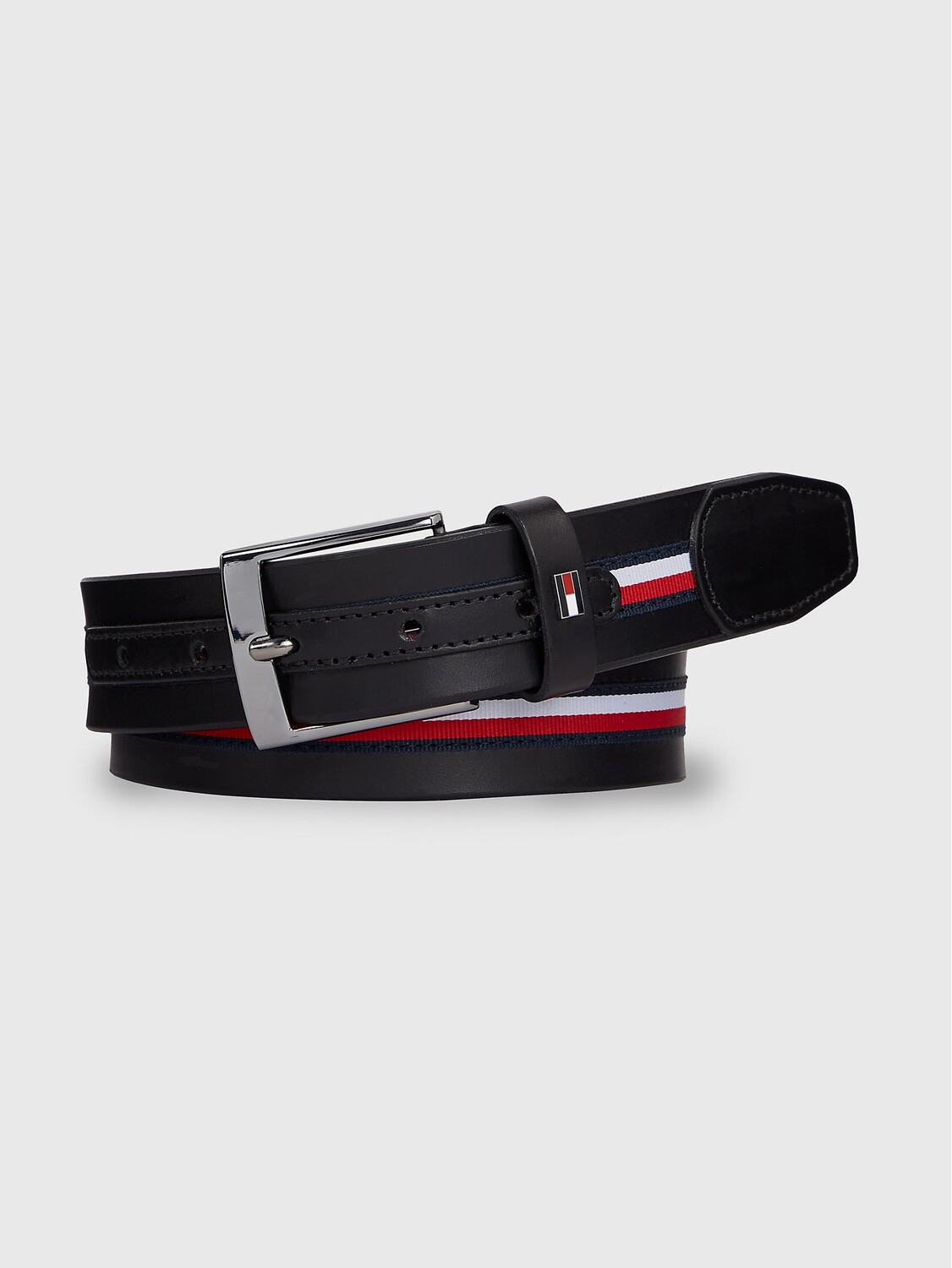 

Кожаный ремень в полоску с логотипом Tommy Hilfiger