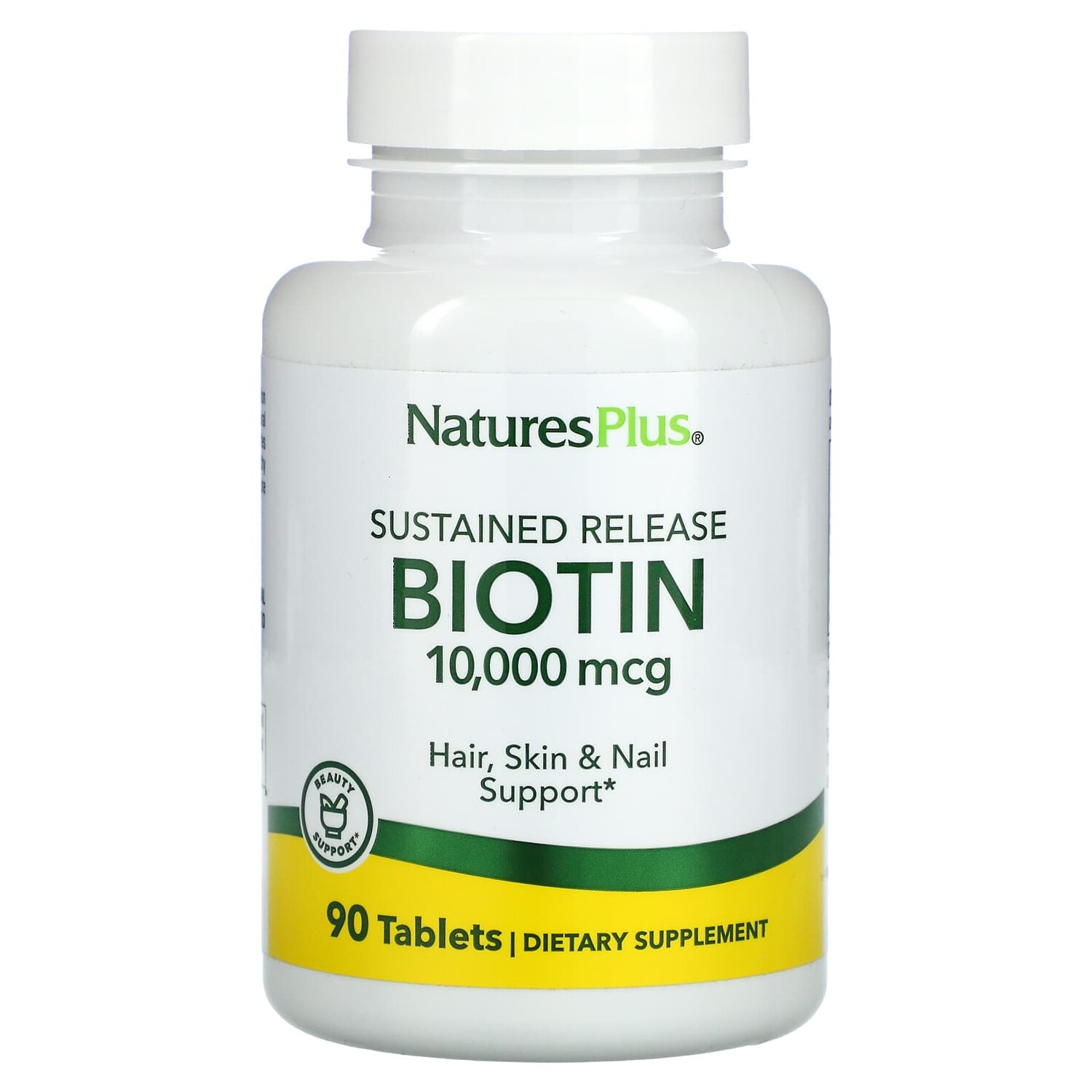 

Биотин, длительное высвобождение, 10 000 мкг, 90 таблеток, NaturesPlus
