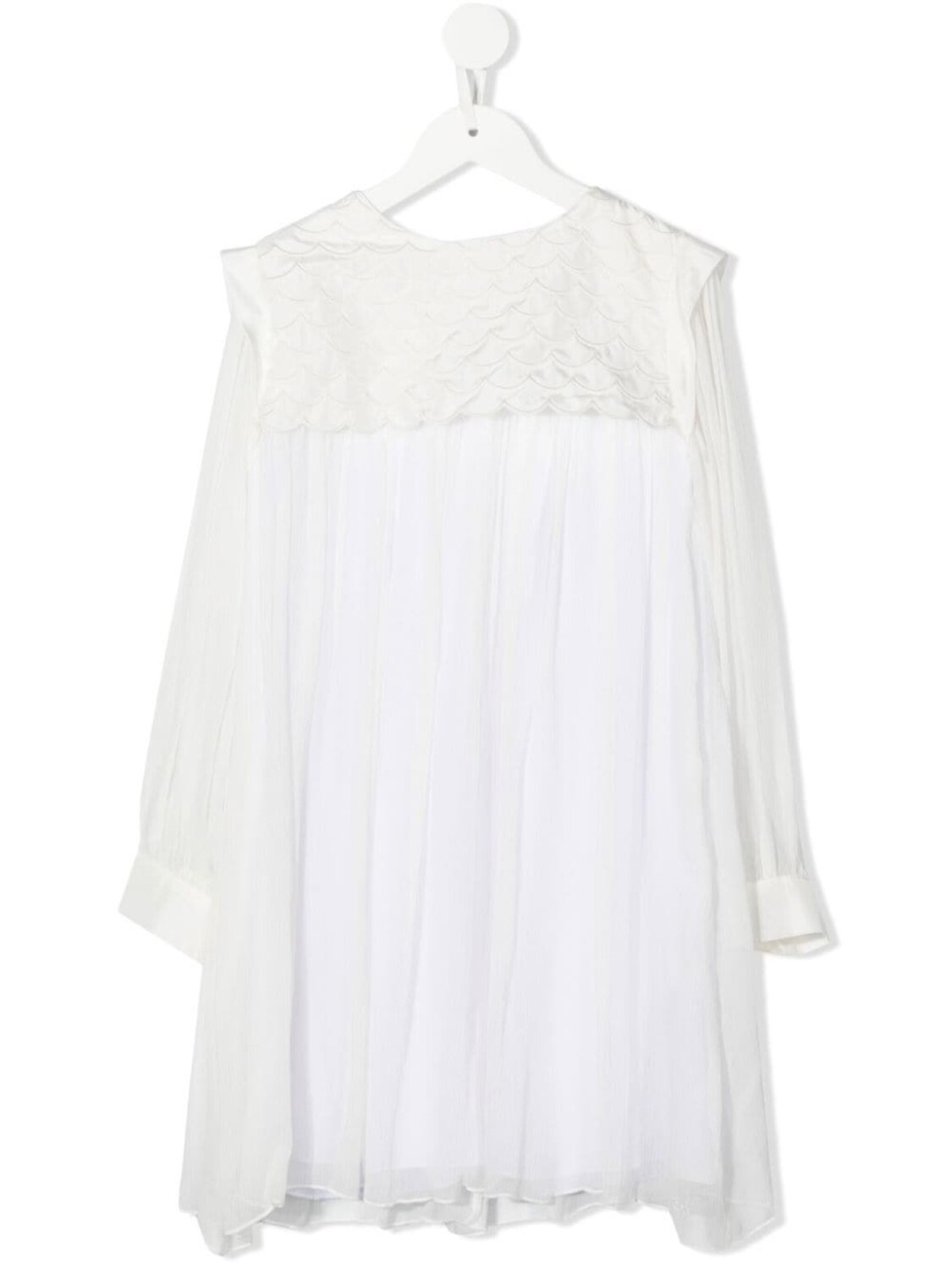 

Chloé Kids шелковое платье с оборками, белый
