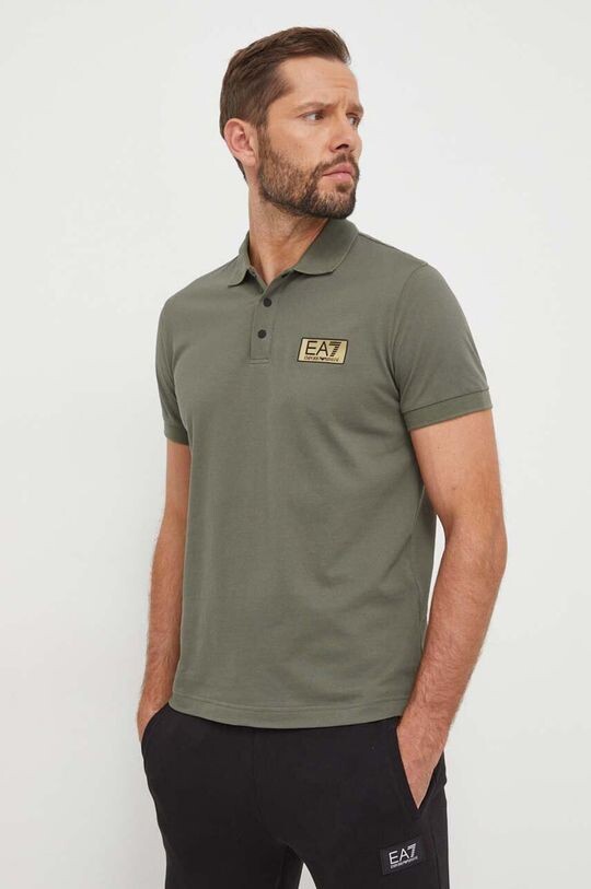 

Хлопковая рубашка-поло EA7 Emporio Armani, зеленый