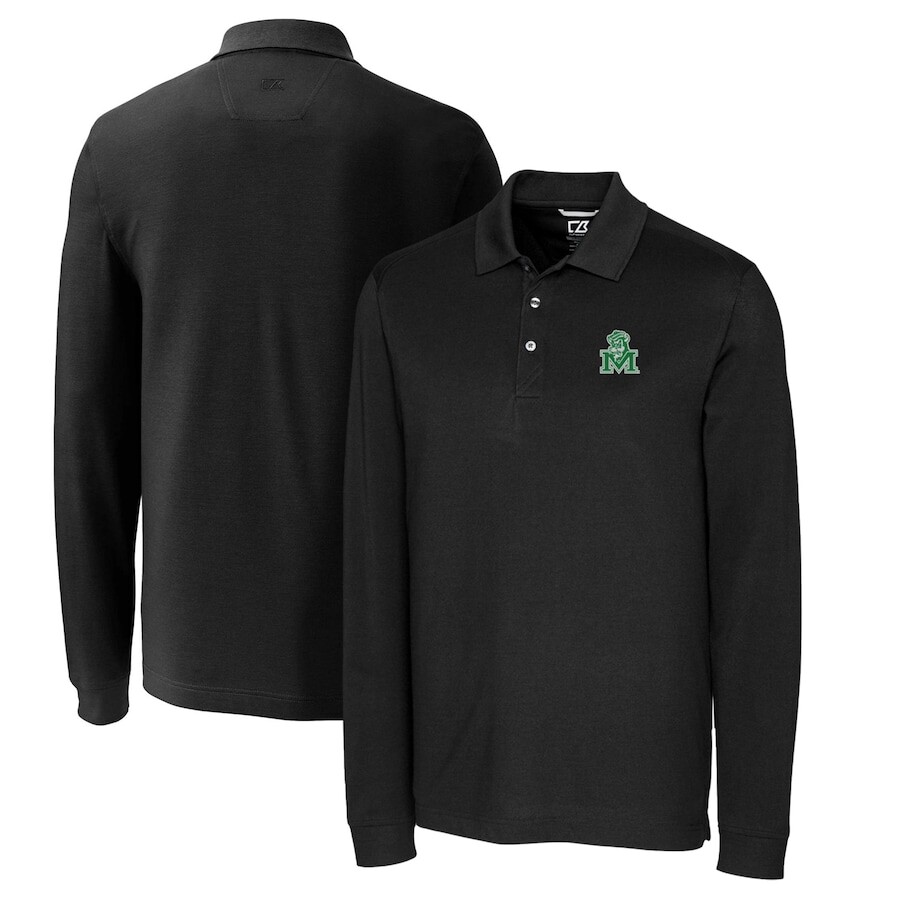 

Поло с длинным рукавом Cutter & Buck Marshall Thundering Herd, черный