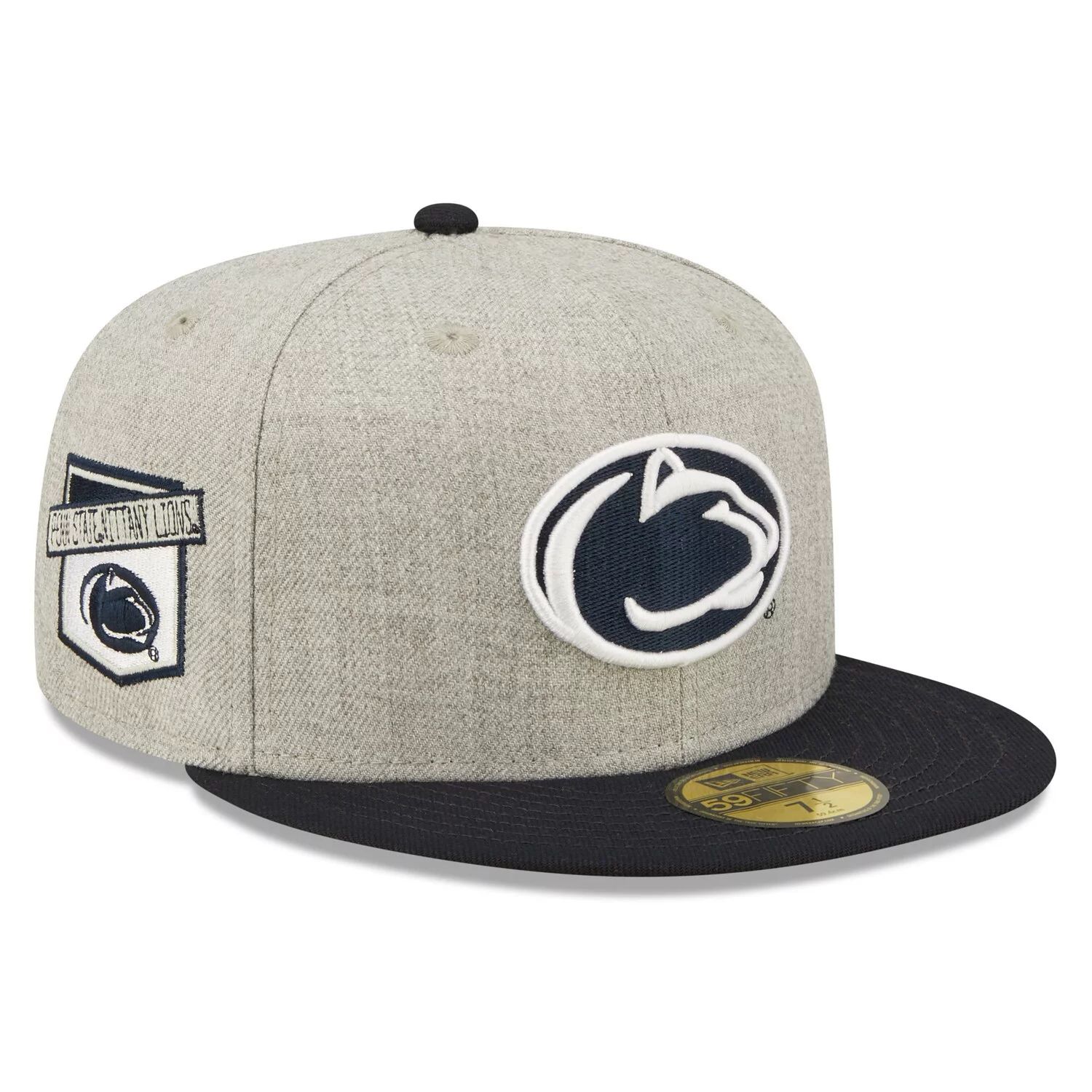 

Мужская шляпа New Era Heather Grey/темно-синяя с нашивкой Penn State Nittany Lions 59FIFTY.