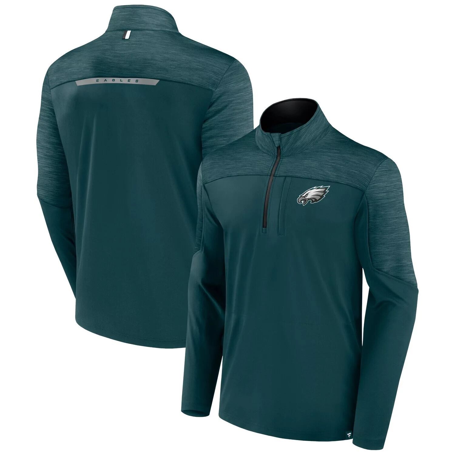 

Мужская фирменная футболка Midnight Green Philadelphia Eagles Defender с молнией до половины Fanatics
