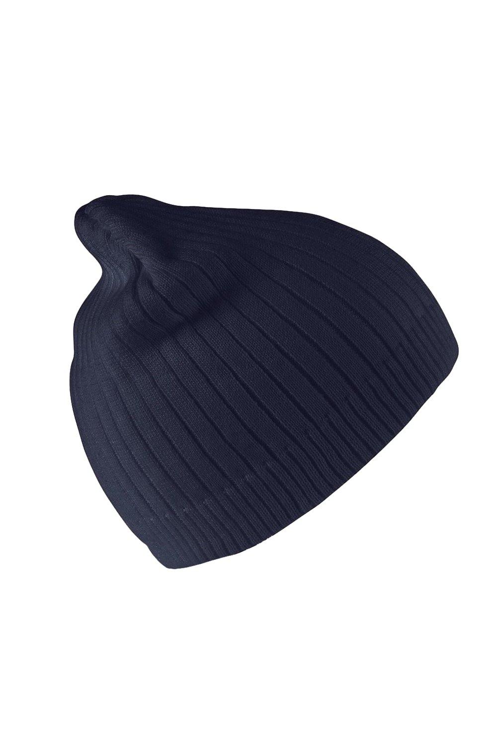 Зимняя шапка-бини из плотного хлопка двойной вязки Result, темно-синий шапка детская cariba двойная 9048 19 размер 48