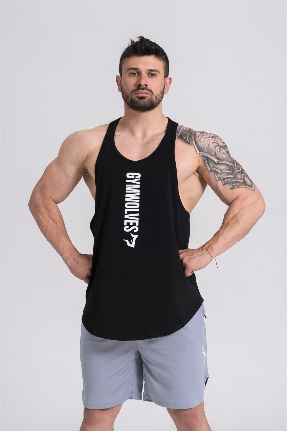 

Спортсмен | Стрингер | Майка для тренировок | Черный | Комфортная серия Gymwolves