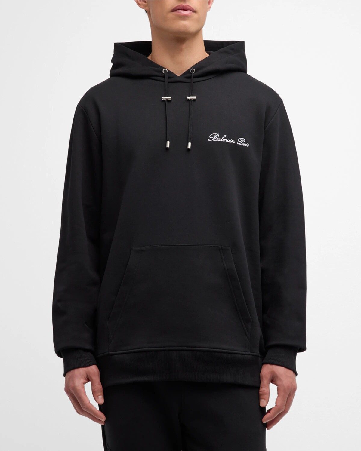

Мужская свободная худи Signature Balmain, цвет Blk/White