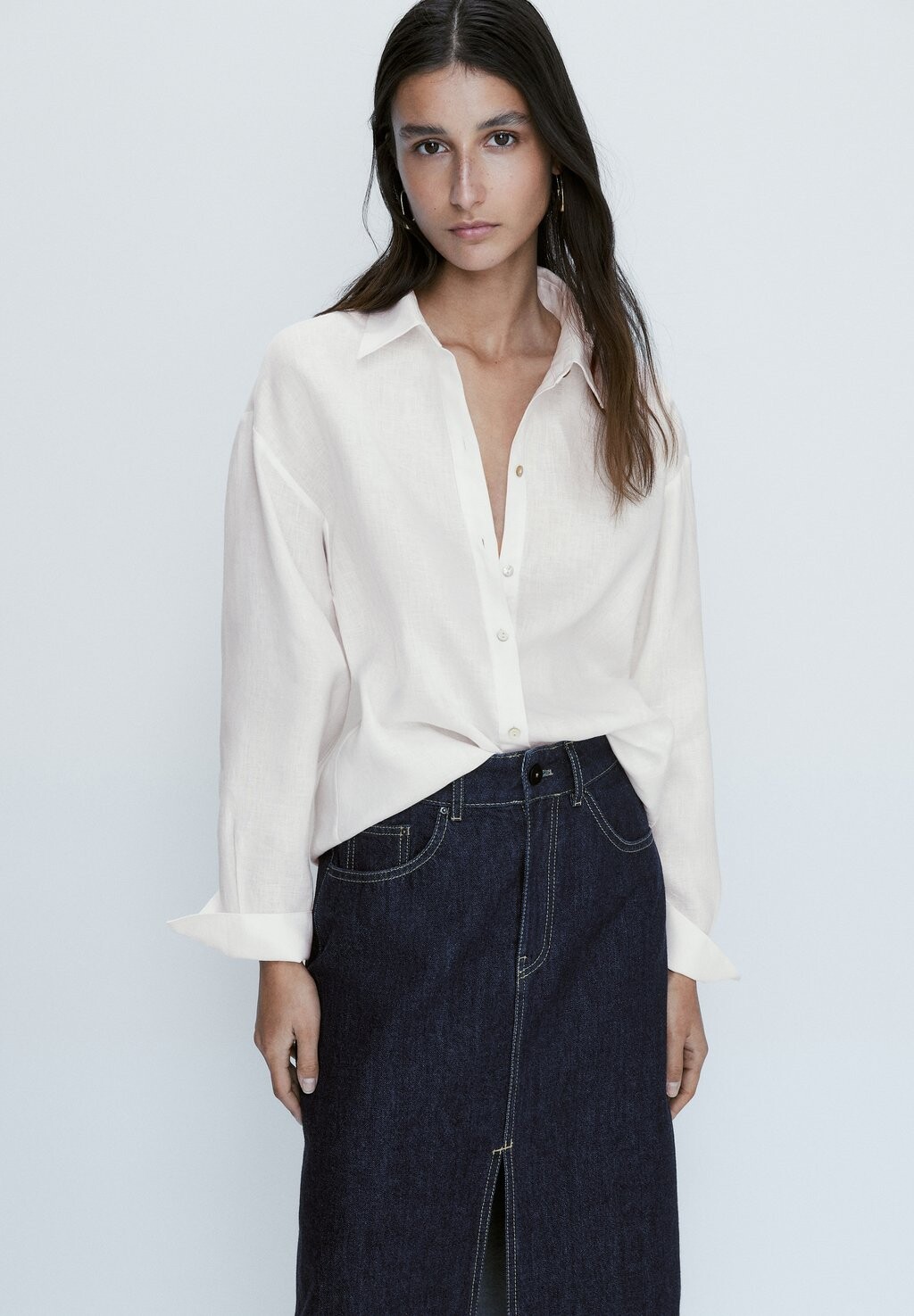

Блузка на пуговицах Massimo Dutti, белый