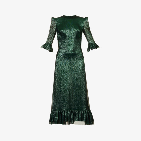 Платье миди Falconetti из смесового шелка с металлизированной нитью The Vampire'S Wife, зеленый