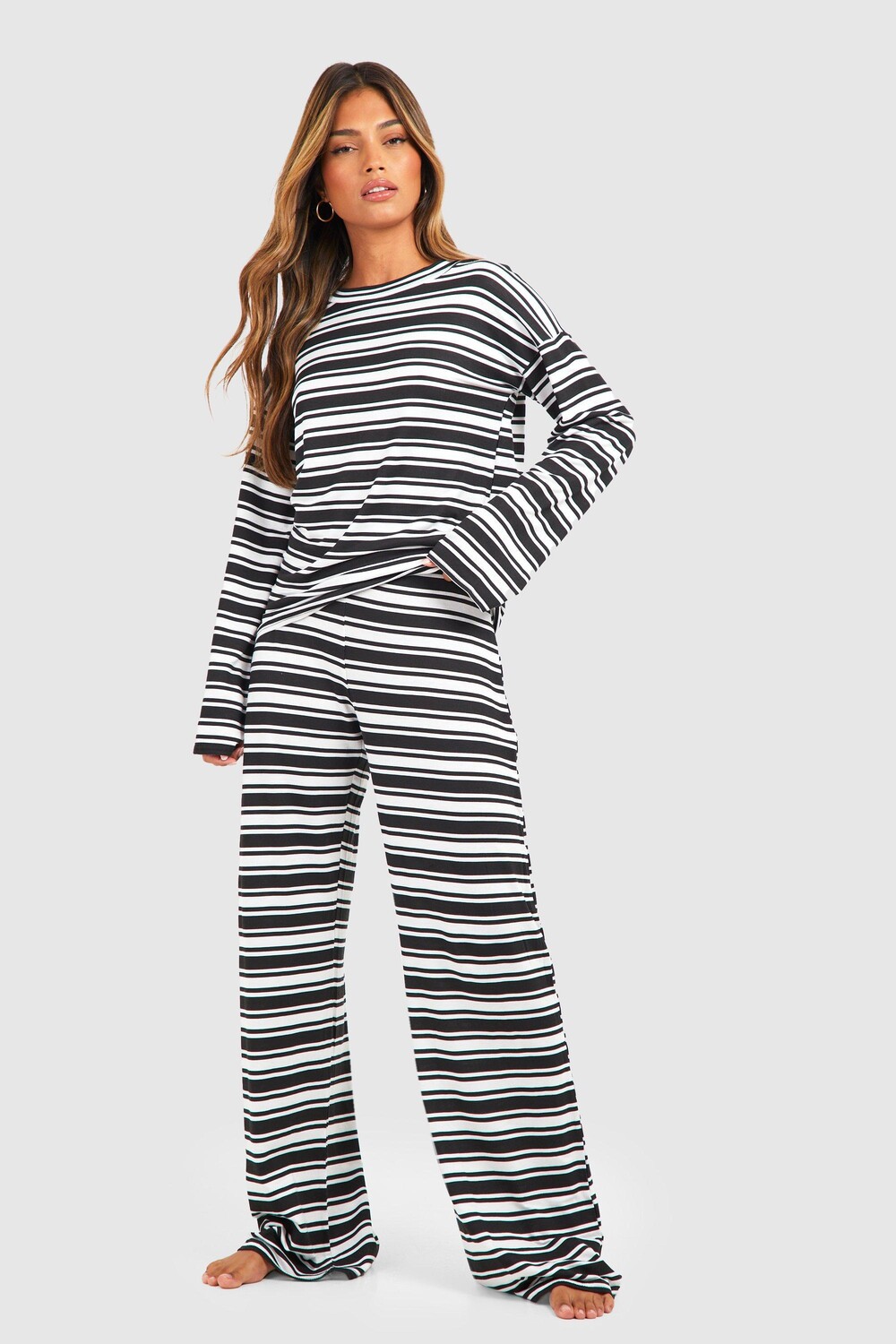 

Брюки для дома с широкой полоской Boohoo, кремовый, Бежевый