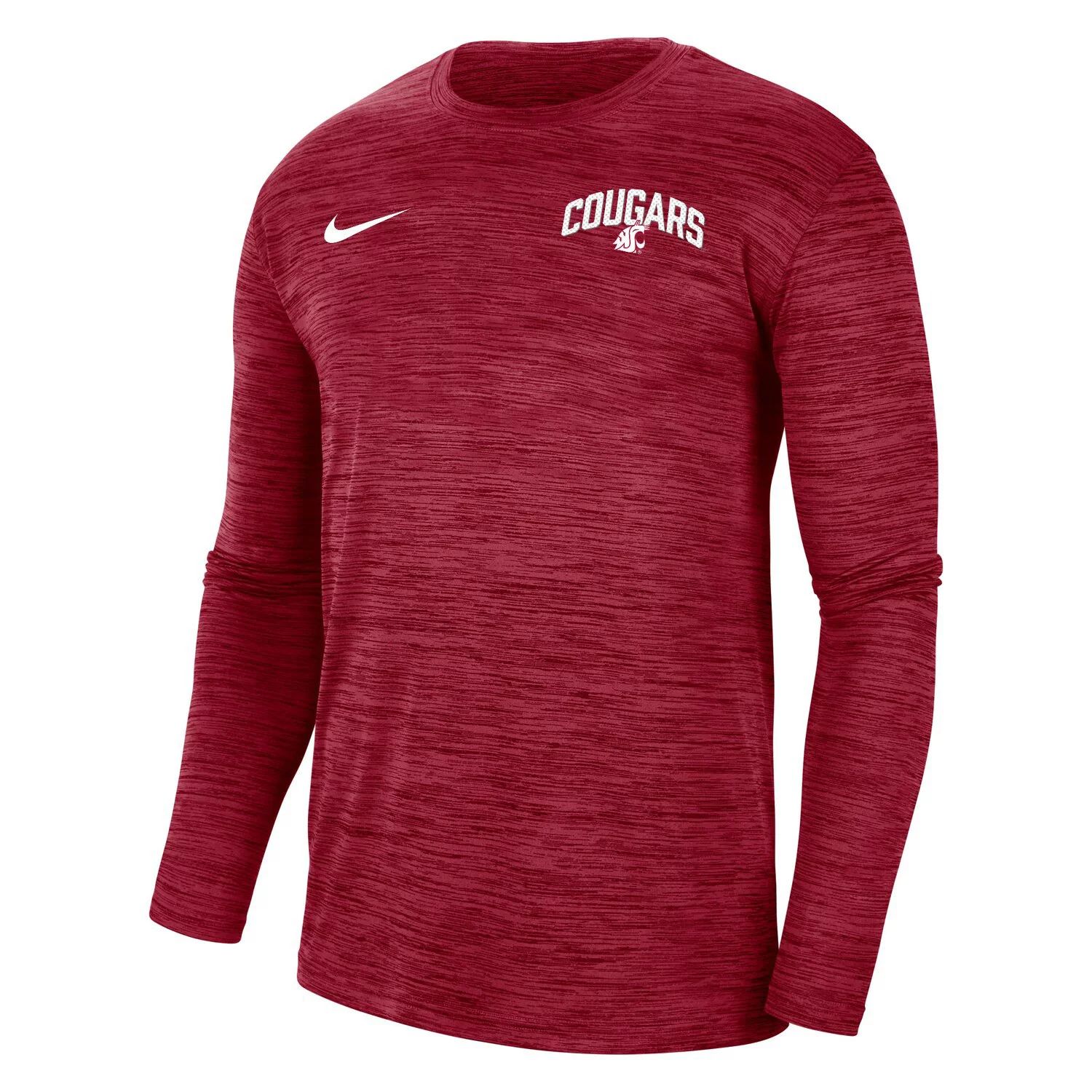 

Мужская малиновая футболка с длинными рукавами Washington State Cougars Velocity Sideline Performance Space-Dye Nike, Красный