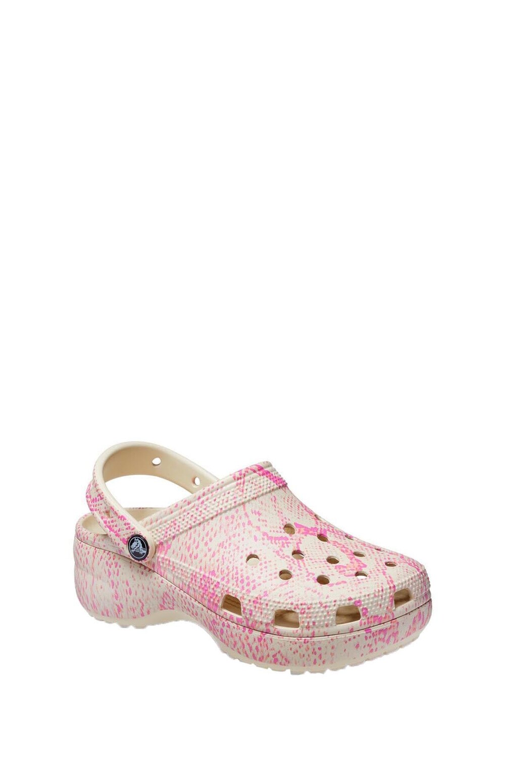

Женские классические бежевые тапочки со змеиным принтом на платформе Crocs