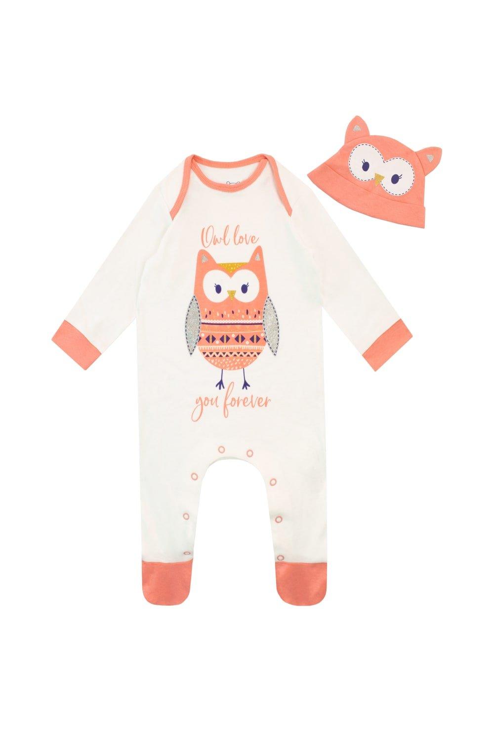 Комплект из комбинезона и шапочки Baby Owl Love You Forever Harry Bear, оранжевый