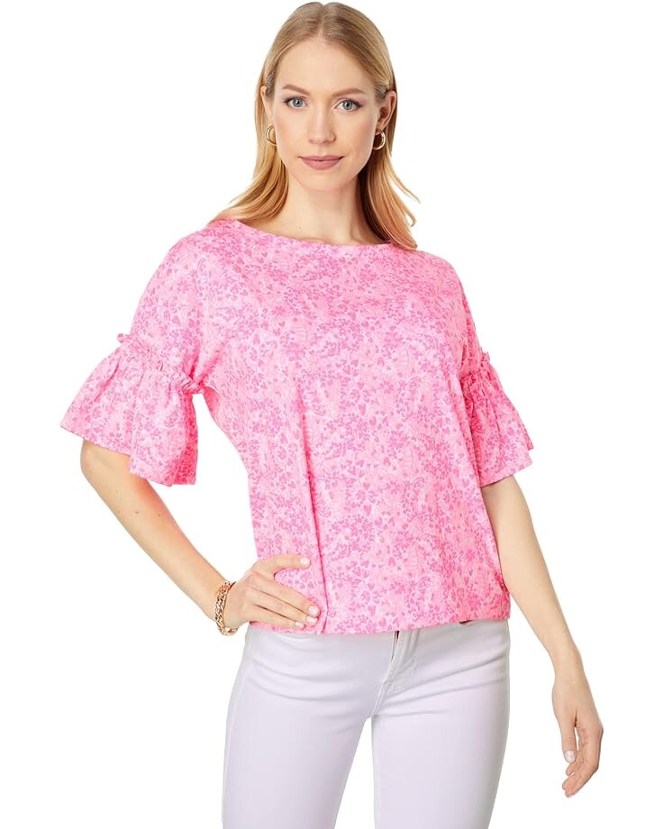 

Топ Lilly Pulitzer Ziva Top, цвет Pink Shandy Invest A Gator