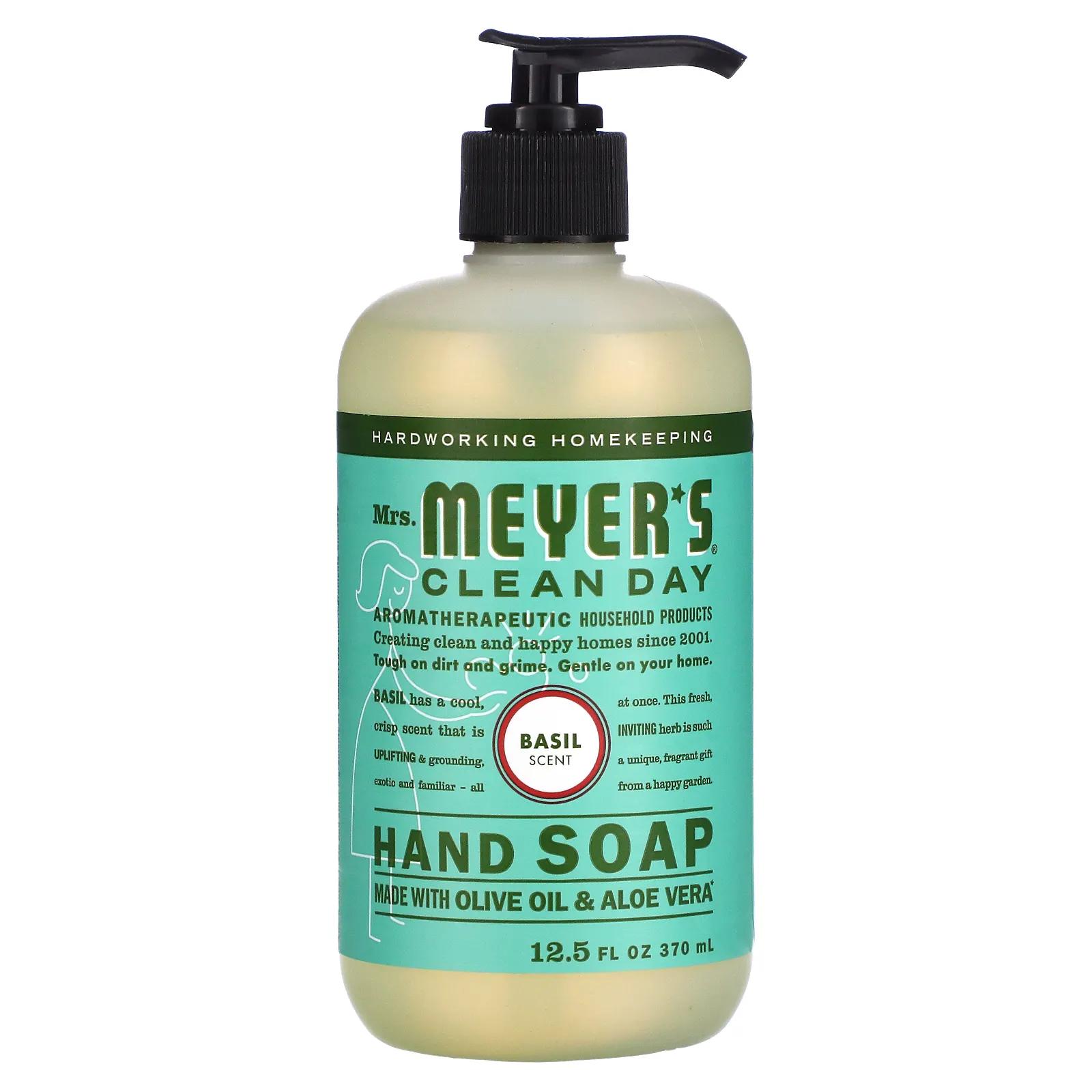 Mrs. Meyers Clean Day Жидкое мыло для рук с ароматом базилика 12,5 жидких унций (370 мл) mrs meyers clean day антистатические салфетки аромат лаванды 80 шт
