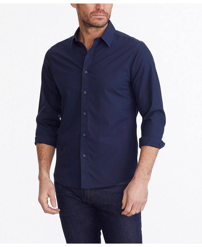 Мужская приталенная рубашка на пуговицах Castello без морщин UNTUCKit, синий цена и фото