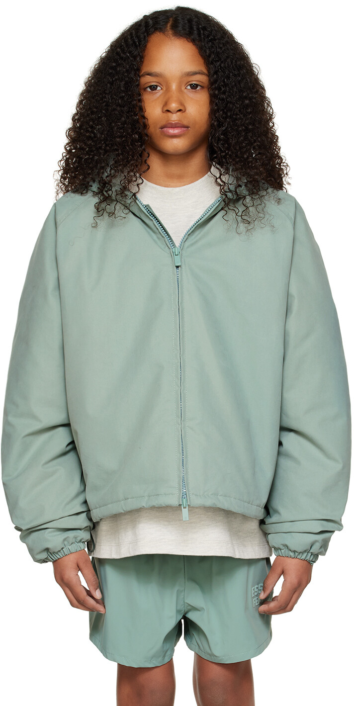 

Детская синяя куртка на молнии во всю длину Fear of God ESSENTIALS, Синий