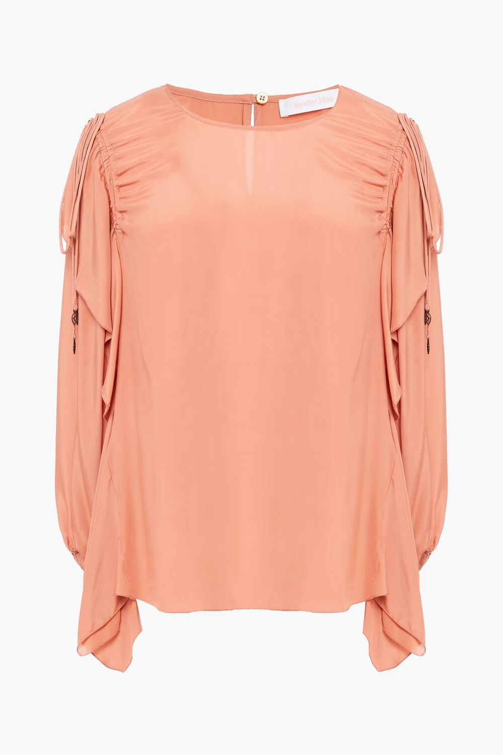 

Блузка из крепдешина с рюшами See By Chloé, персик