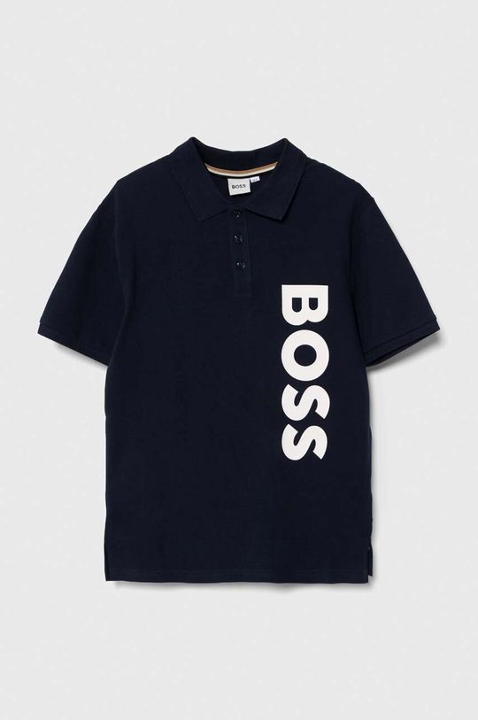 Boss Детская хлопковая рубашка-поло, военно-морской