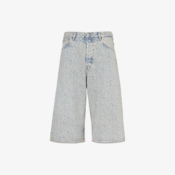 

Джинсовые шорты с фактурным узором и фирменными нашивками Acne Studios, синий