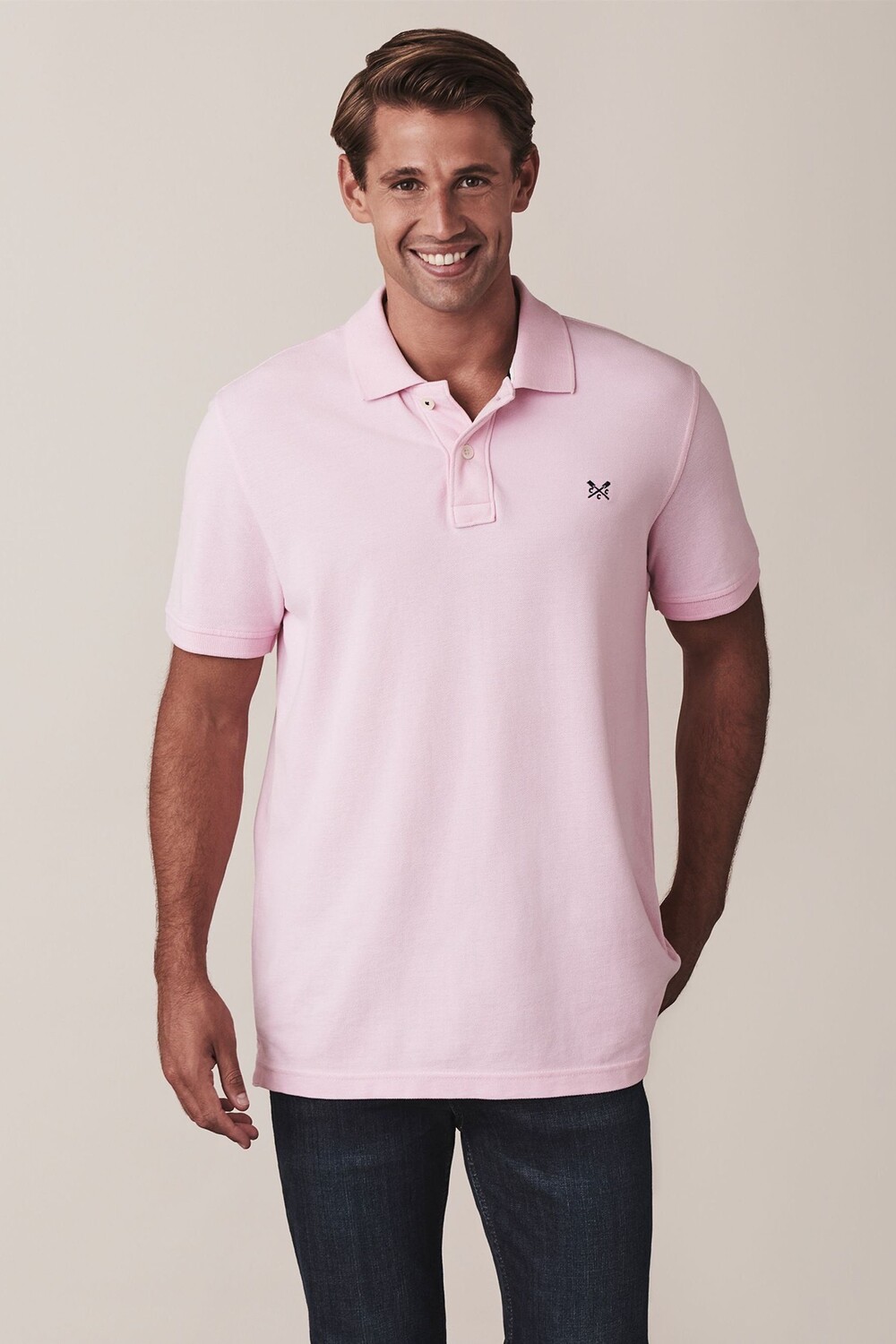 

Классическая рубашка-поло из пике Crew Clothing розового цвета Crew Clothing Company, розовый