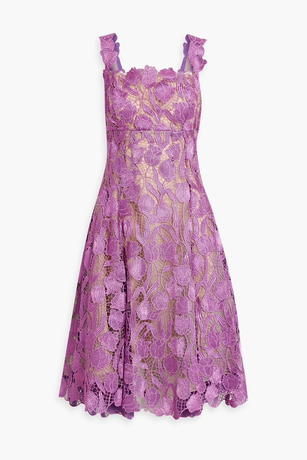 

Платье из гипюрового кружева металлик Oscar De La Renta, сирень