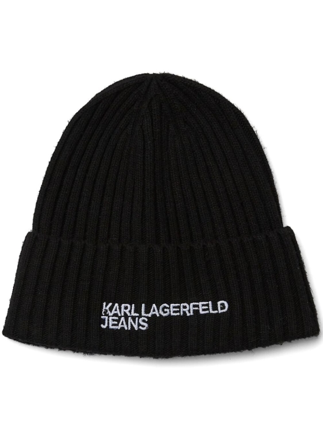 

Karl Lagerfeld Jeans вязаная шапка с вышитым логотипом, черный