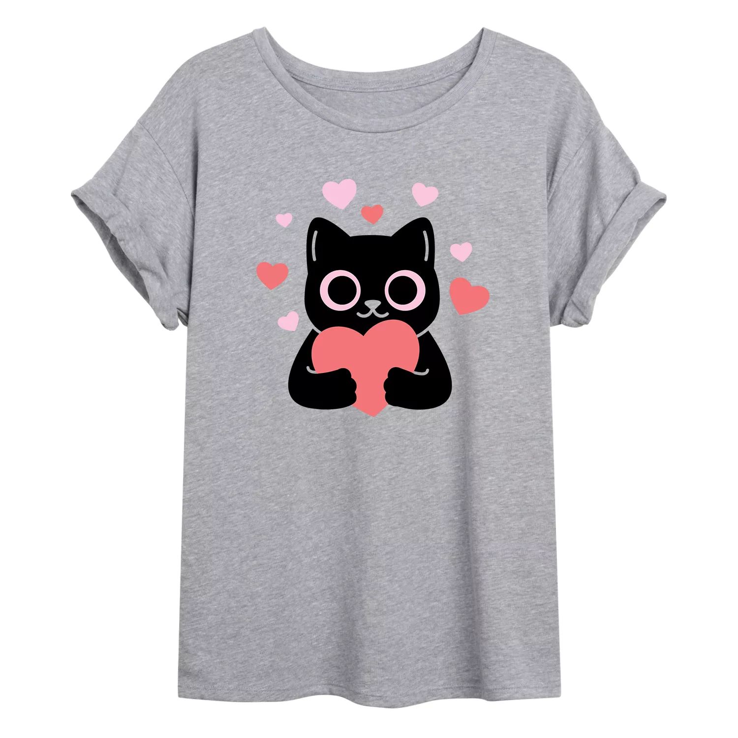 цена Большая футболка с изображением кота и сердечками для юниоров Licensed Character