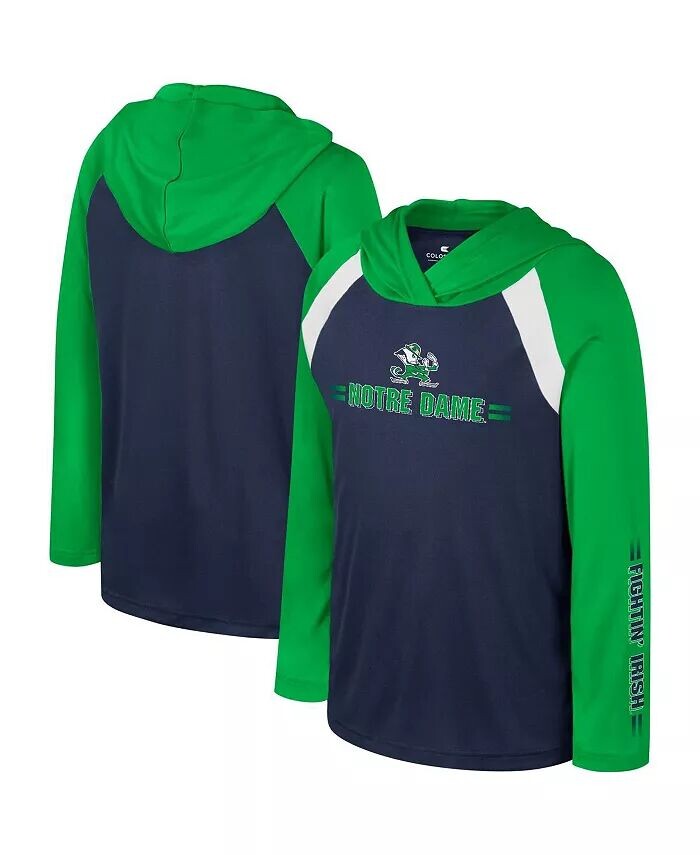 

Темно-синяя футболка с капюшоном Big Boys Notre Dame Fighting Irish Eddie Multi-Hit реглан с длинными рукавами Colosseum, синий