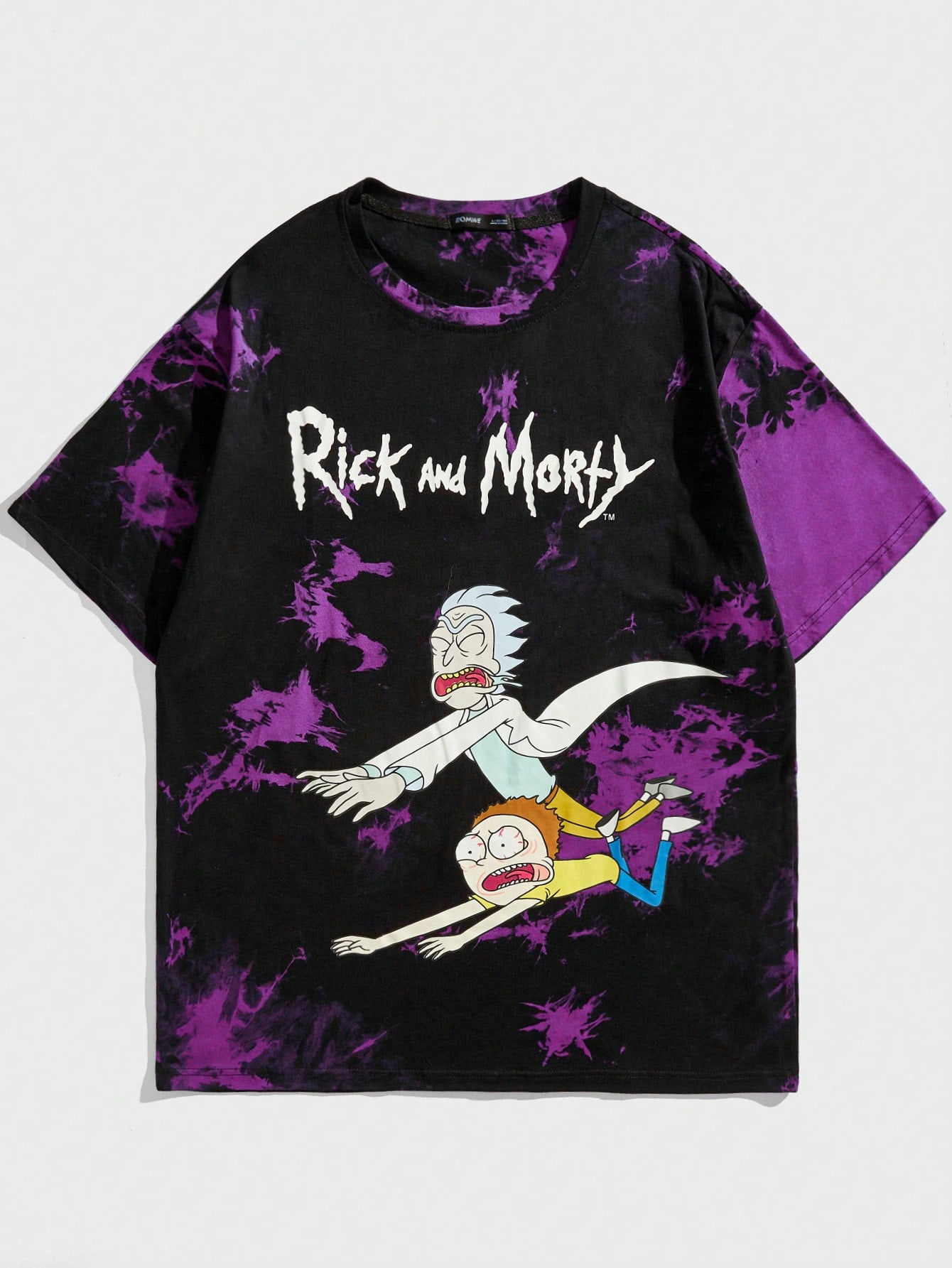 Рик и Морти | Мужская футболка ROMWE с мультяшным буквенным принтом для повседневного ношения весной и летом, фиолетовый