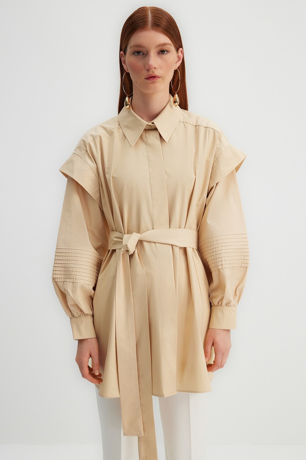 

Рубашка - Бежевая - Классический крой Trendyol Modest, бежевый