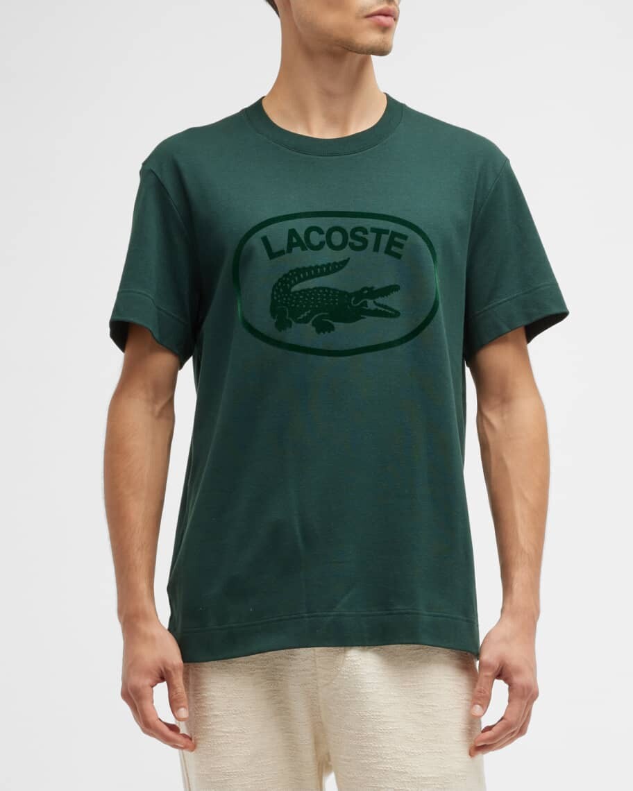 

Мужская футболка из хлопка с логотипом в тон Lacoste, Зеленый