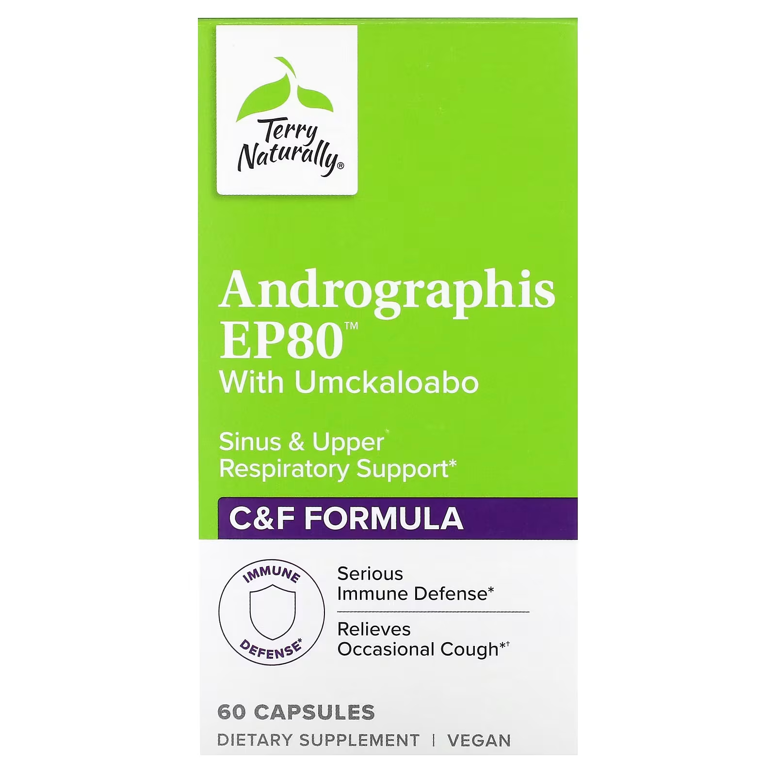 Пищевая добавка Terry Naturally Andrographis EP80 с умкалоабо, 60 капсул пищевая добавка terry naturally крепкий иммунитет 60 капсул