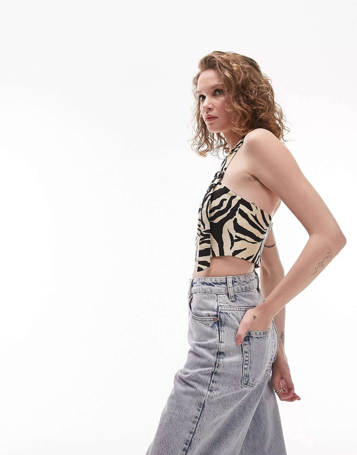 

Бюстгальтер Topshop из смесового льна с зебровым принтом