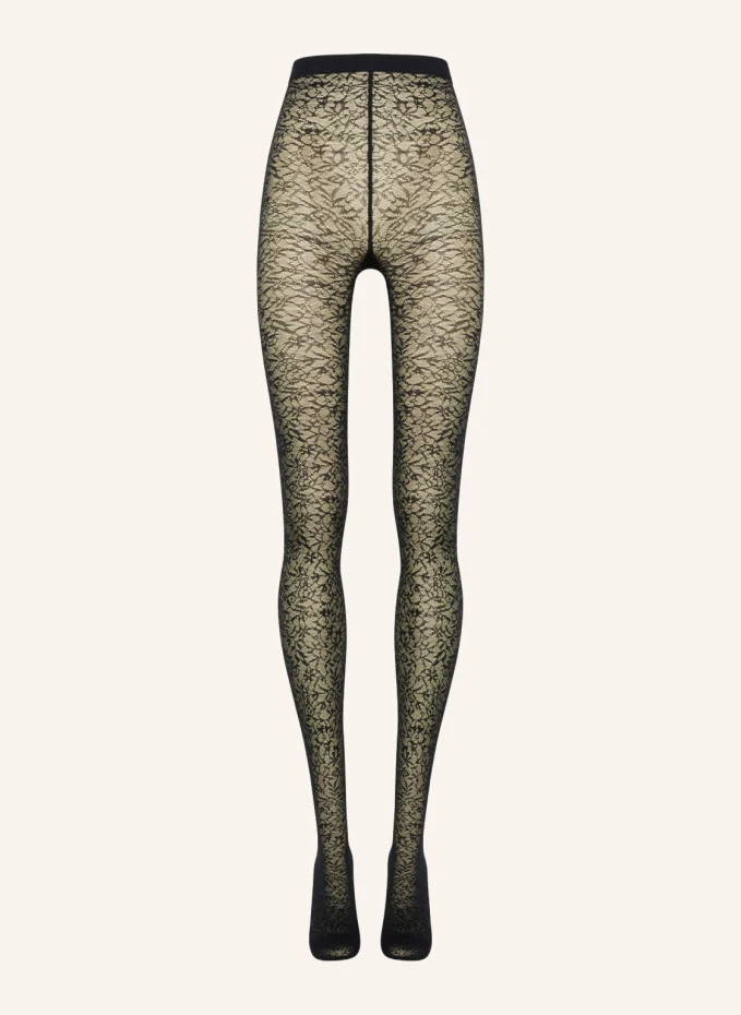 

Колготки с цветочным жаккардом 40 den Wolford, черный