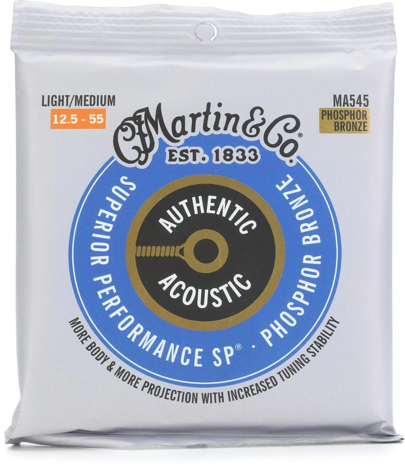 

Martin MA545 Authentic Acoustic Superior Performance 92/8 Гитарные струны из фосфористой бронзы — .0125-.055 Легкие/средние