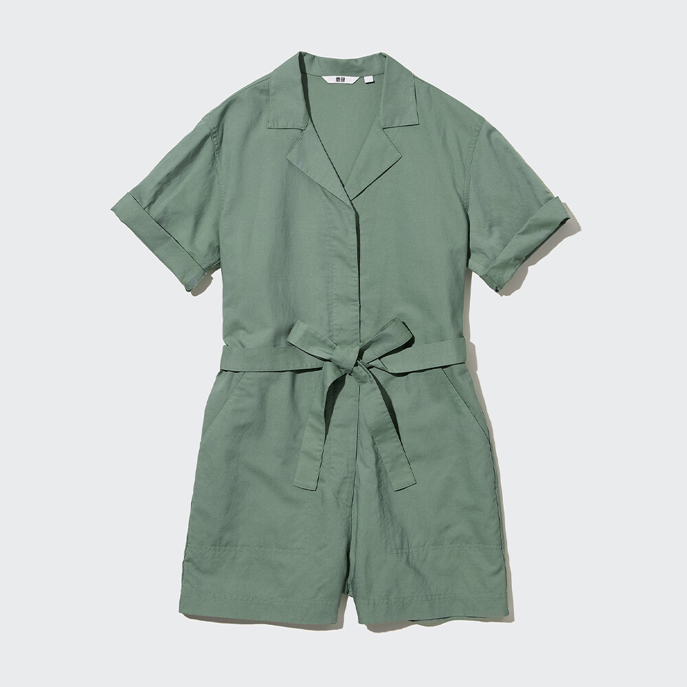 

Комбинезон Uniqlo из смесового льна, зеленый