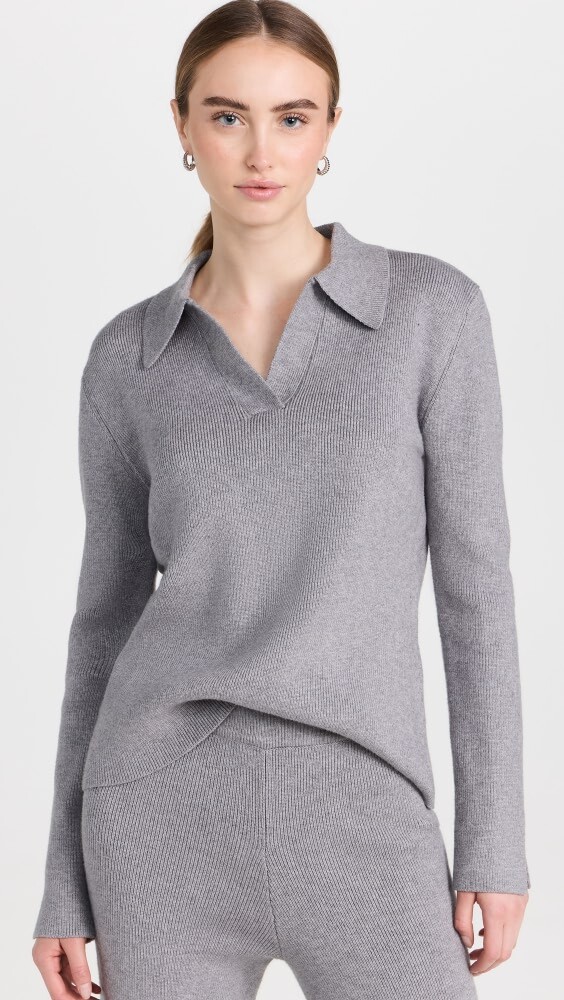 

Свитер English Factory Polo Collar Knit, серый