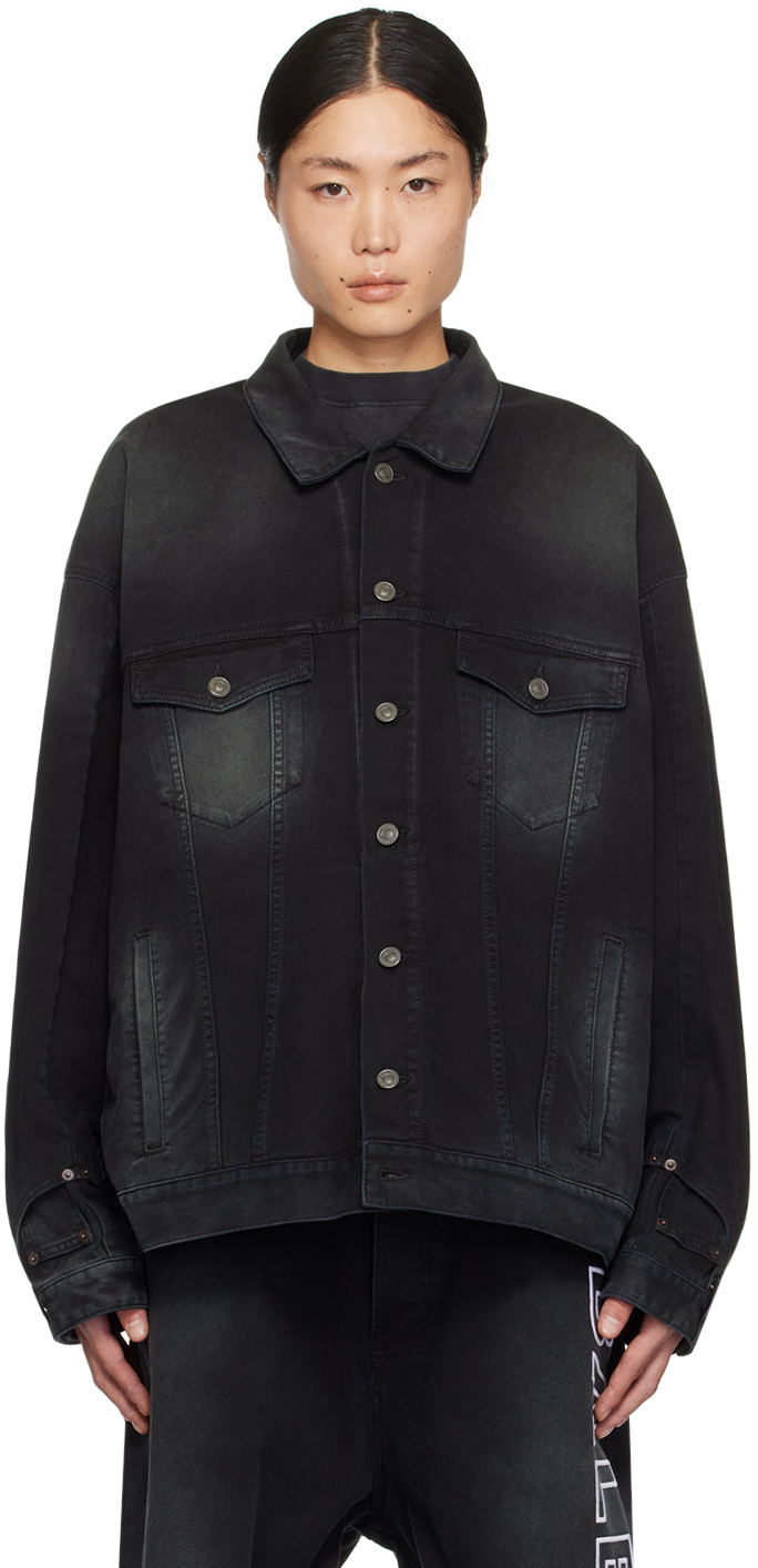 Черная джинсовая куртка с деконструированным дизайном Balenciaga
