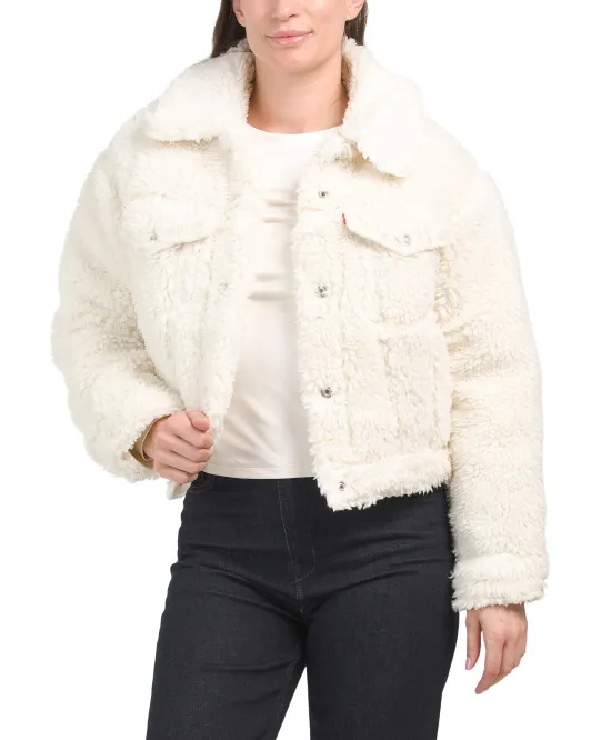 

Куртка из шерпа-дальнобойщика Levis, цвет Coconut Milk White