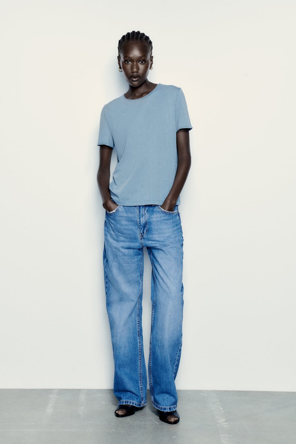 

Футболка из хлопка ZARA, синий