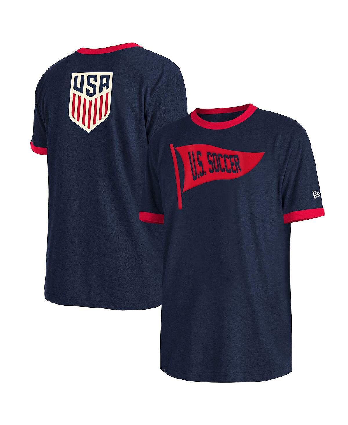 

Мужская темно-синяя футболка USMNT Throwback Ringer New Era, Синий