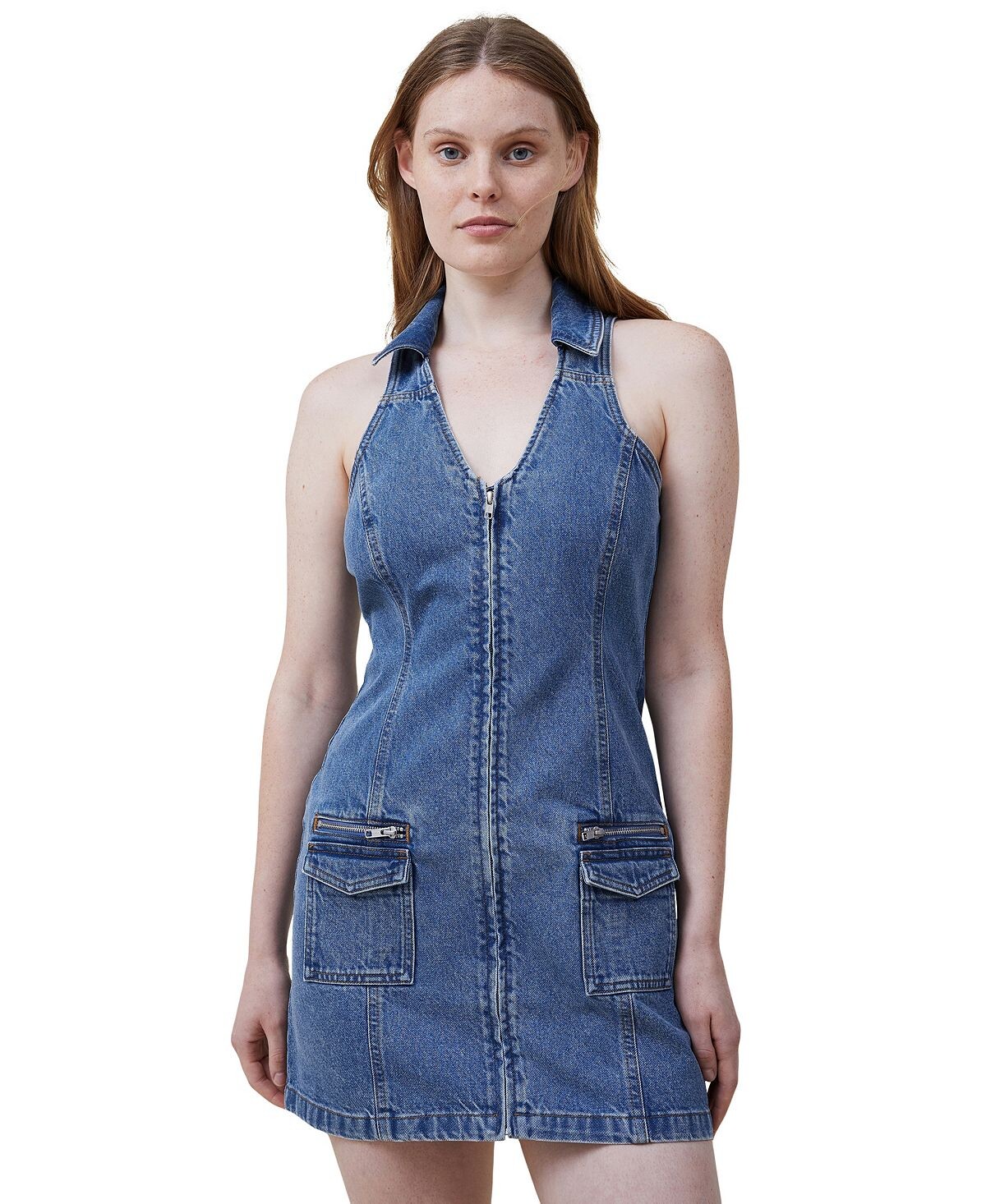 

Женское джинсовое мини-платье с бретелькой на бретельках COTTON ON
