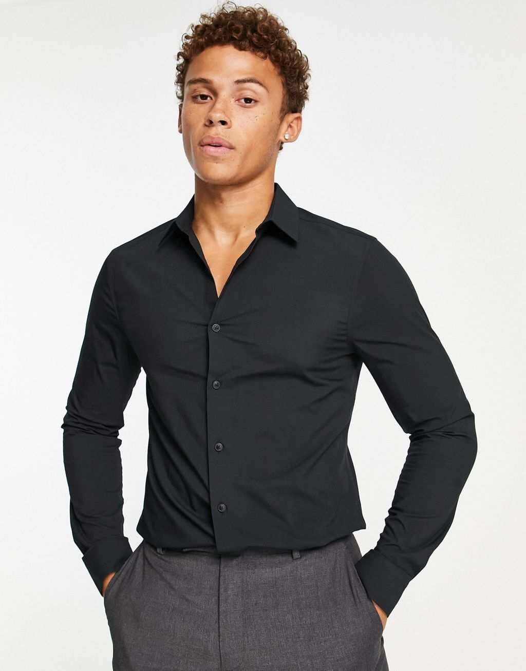 

Черная элегантная рубашка скинни Topman