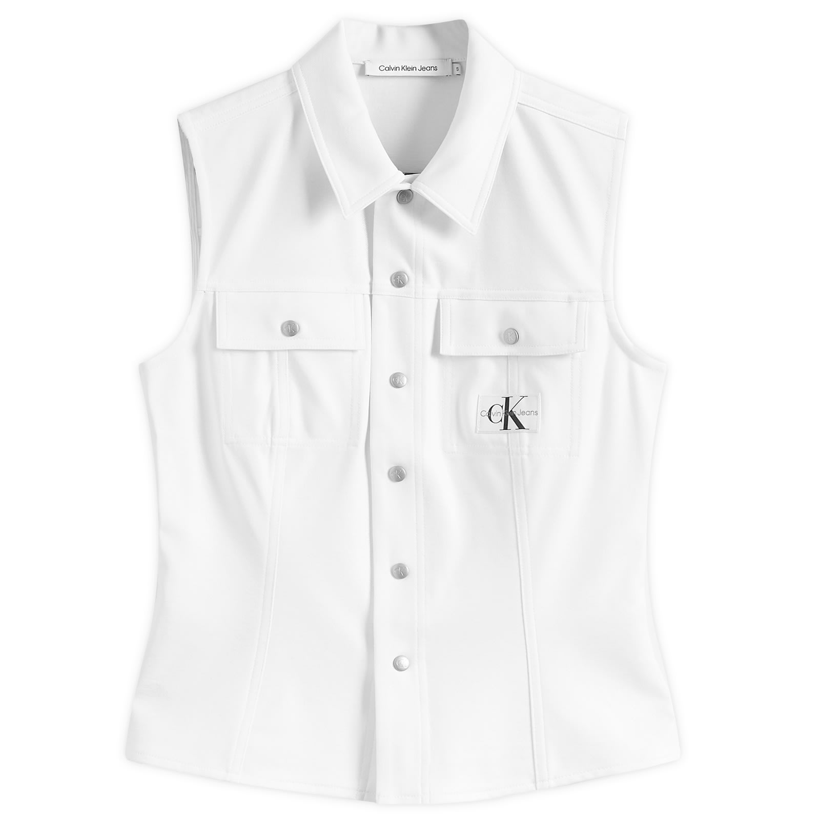 

Топ Calvin Klein Sheen Milano Sleeveless Shirt, цвет Bright White